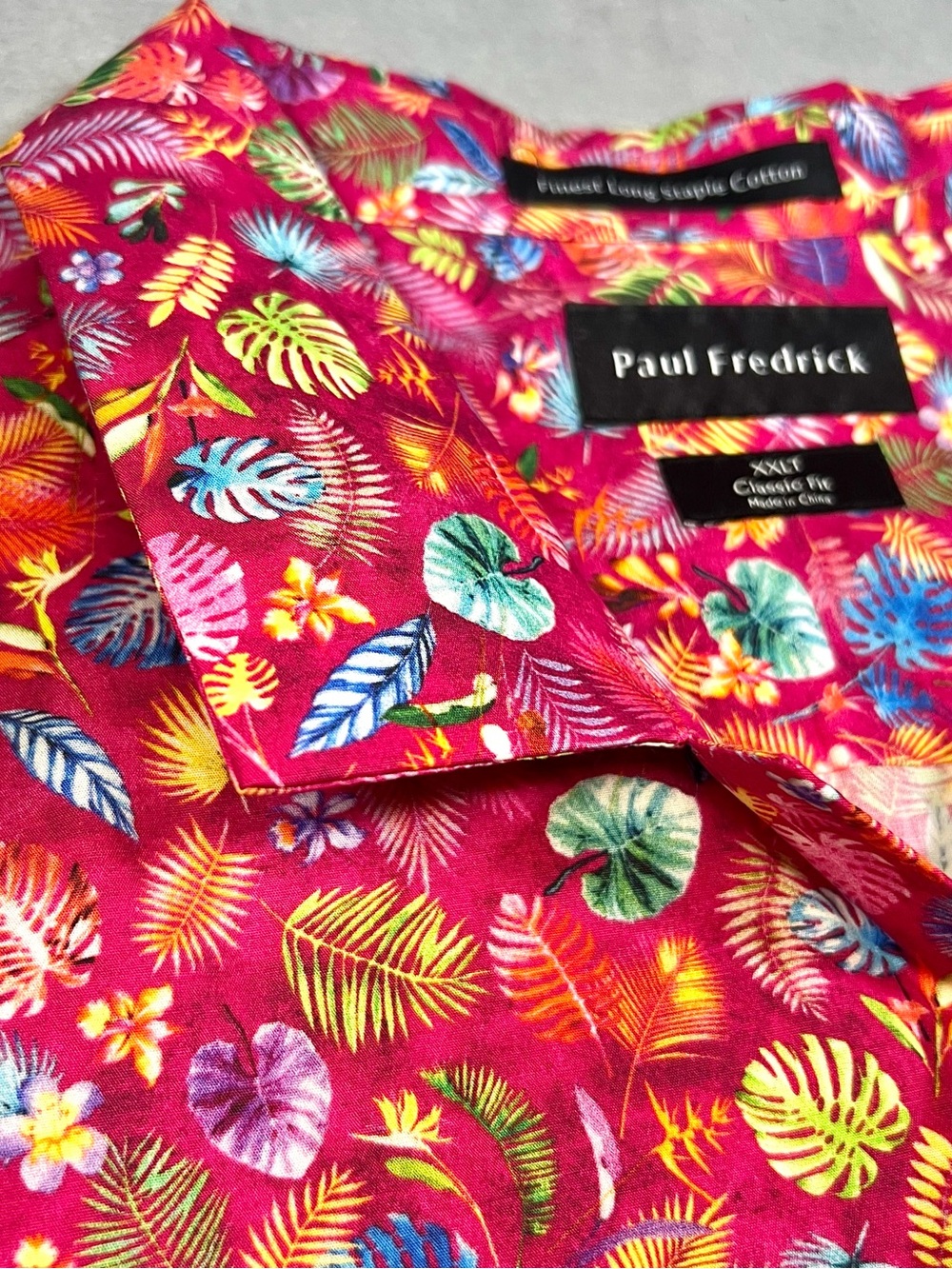 Paul Fredrick Cotton Shirt Mens XXLT Big & Tall Tropical Floral Short Sleeve